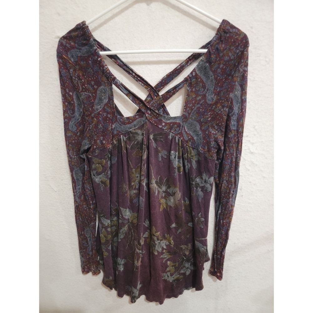 Gimmicks‎ by BKE Women's Medium Purple Floral Mixed Media Strappy Back Top M
